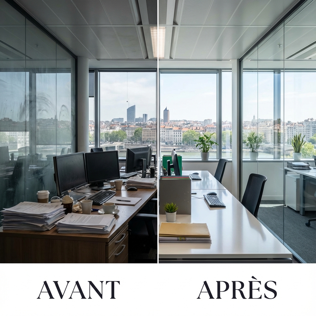 Avant/Après nettoyage de bureaux Lyon